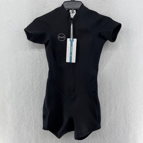 O'Neill Tops - O'Neill Wetsuits Women's Sz 4 Black One Piece Shorty Zip Swimwear Short Sleeves